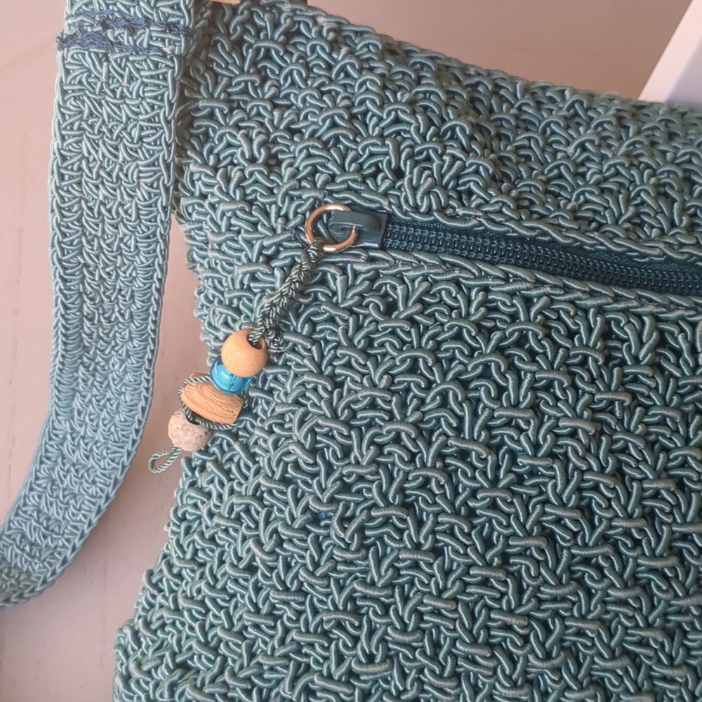 Liz Claiborne WomensCasualClassics TurquoiseCrocheted Purse Bag ❤️ - Picture 3 of 8